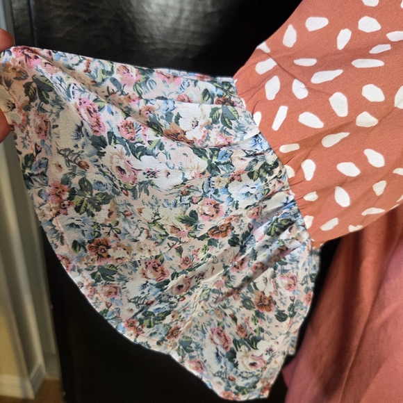 NWT Umgee USA Mixed-Media Tunic Rust Orange With Floral Print Size Medium - Picture 10 of 13